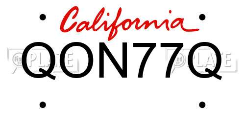 QON77Q California License Plate