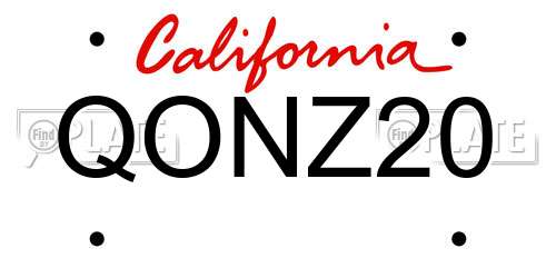 QONZ20 California License Plate