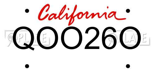 QOO26O California License Plate