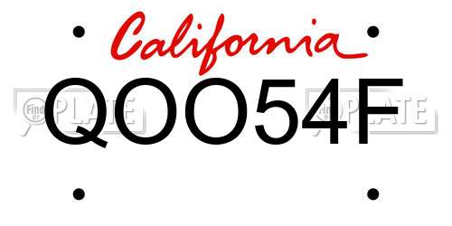 QOO54F California License Plate