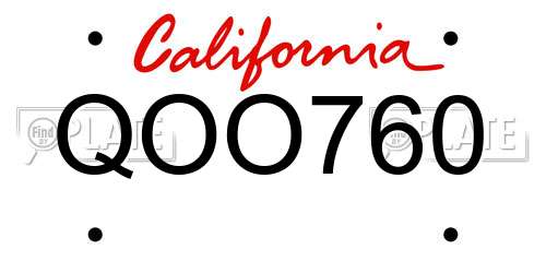 QOO760 California License Plate