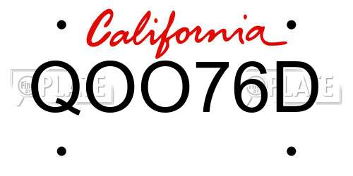 QOO76D California License Plate