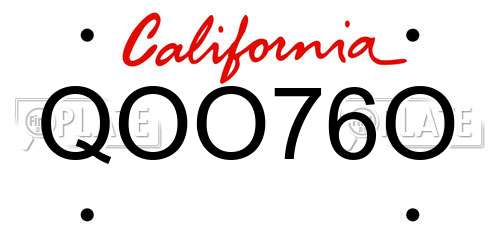 QOO76O California License Plate