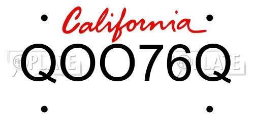 QOO76Q California License Plate