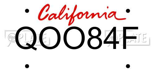 QOO84F California License Plate