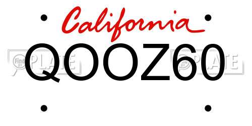 QOOZ60 California License Plate