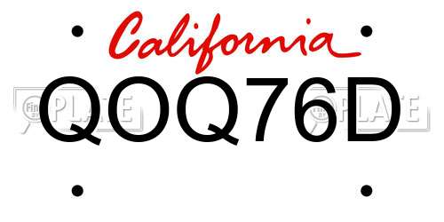 QOQ76D California License Plate