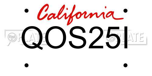 QOS25I California License Plate