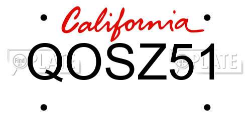 QOSZ51 California License Plate