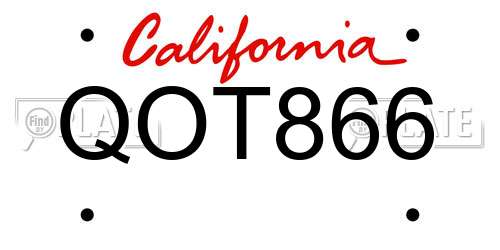 QOT866 California License Plate