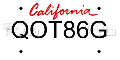 QOT86G California License Plate