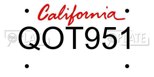 QOT951 California License Plate