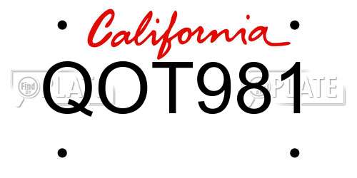 QOT981 California License Plate