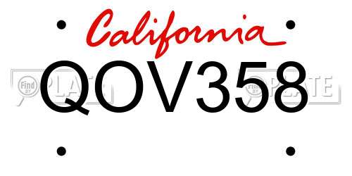 QOV358 California License Plate