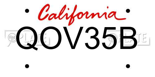 QOV35B California License Plate