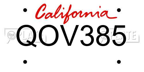 QOV385 California License Plate