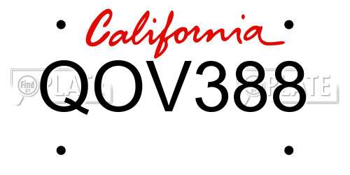 QOV388 California License Plate