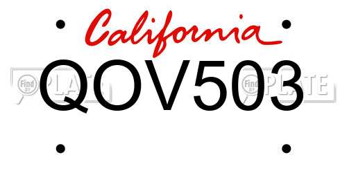 QOV503 California License Plate
