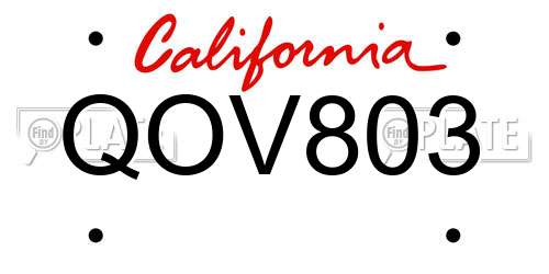 QOV803 California License Plate