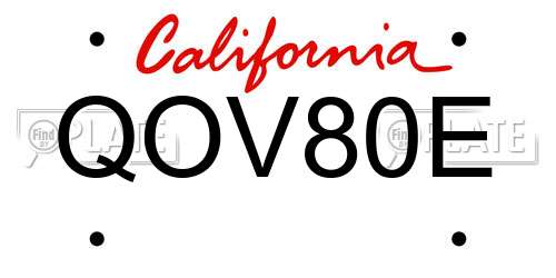 QOV80E California License Plate