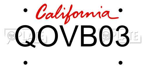 QOVB03 California License Plate