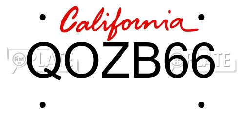 QOZB66 California License Plate