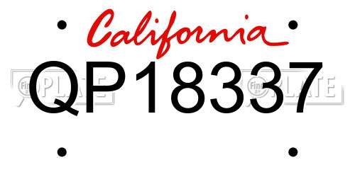 QP18337 California License Plate