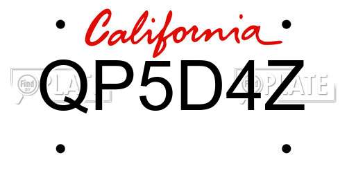 QP5D4Z California License Plate