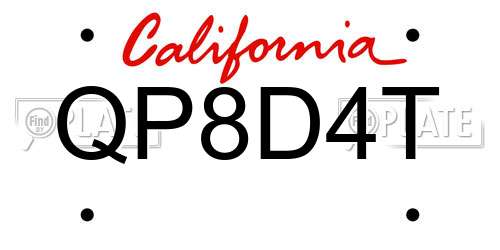 QP8D4T California License Plate