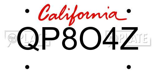 QP8O4Z California License Plate