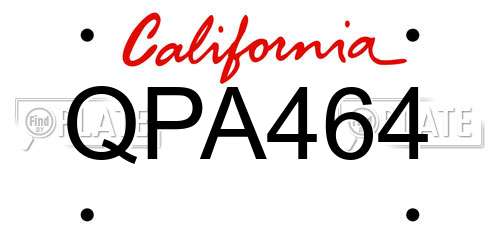 QPA464 California License Plate