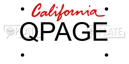 QPAGE California License Plate