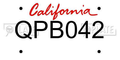 QPB042 California License Plate
