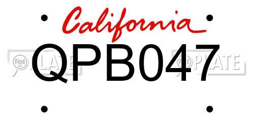 QPB047 California License Plate