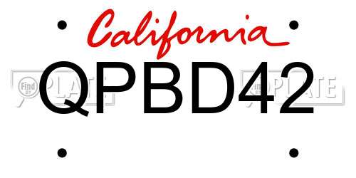 QPBD42 California License Plate