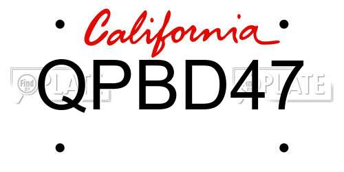 QPBD47 California License Plate