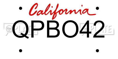 QPBO42 California License Plate