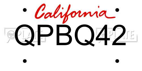 QPBQ42 California License Plate