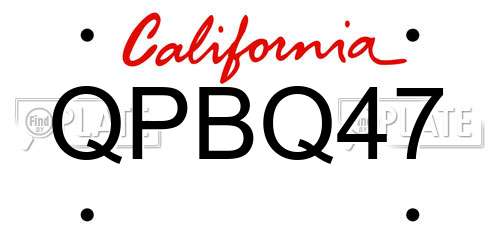 QPBQ47 California License Plate