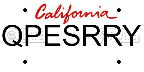 QPESRRY California License Plate
