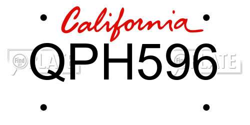 QPH596 California License Plate