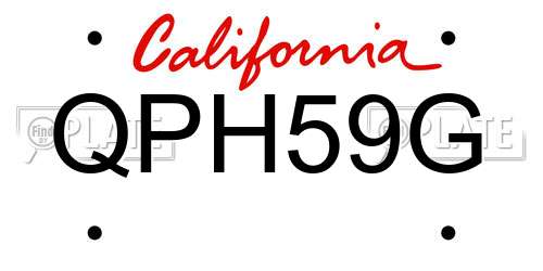 QPH59G California License Plate