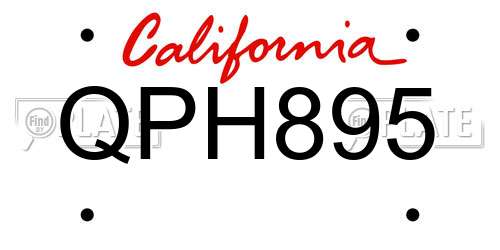 QPH895 California License Plate