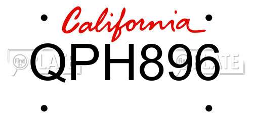 QPH896 California License Plate