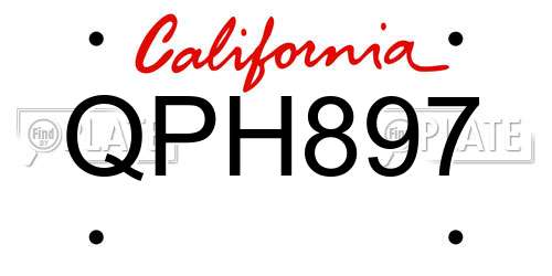 QPH897 California License Plate