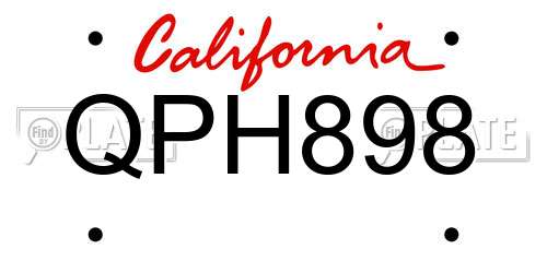 QPH898 California License Plate
