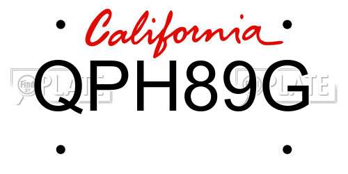 QPH89G California License Plate