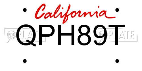 QPH89T California License Plate