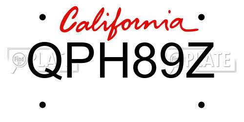 QPH89Z California License Plate