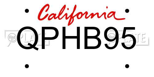QPHB95 California License Plate